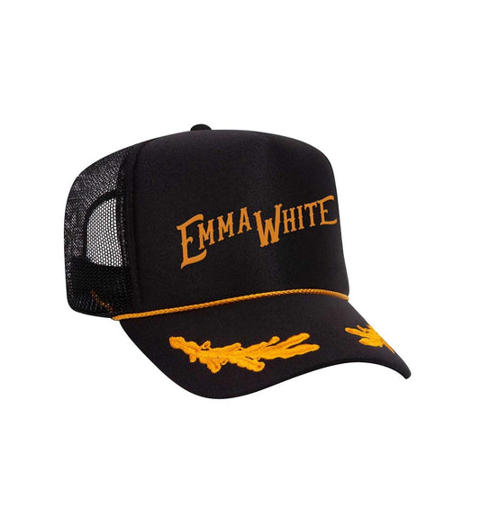 Emma White Gold Leaf Trucker Hat